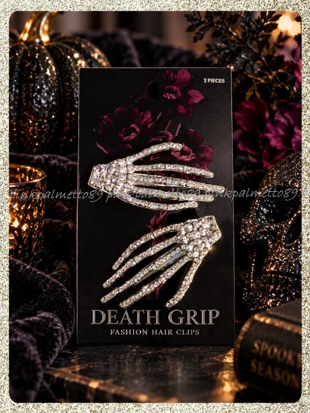 🎀💀 Silver Skelton Hand “Death Grip” Hairclips | Accessories Set of 2